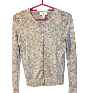 Merino wool LOFT Cream and Gray Animal Print Cardigan